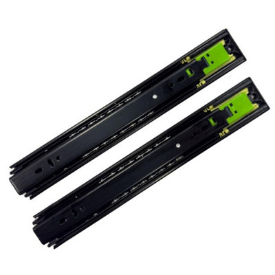 Rothley Black Push To Open Ball Bearing Side-Fixed Drawer Runner (L)255Mm, Pair