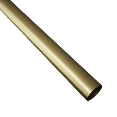Colorail Satin Brass Effect Steel Round Wardrobe Rail, (L)1.83M (Dia)25Mm (T)0.5Mm