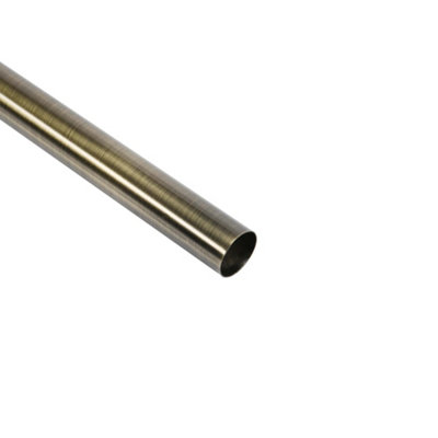 Colorail Antique Brass Effect Steel Round Wardrobe Rail, (L)1.83M (Dia)25Mm (T)0.5Mm