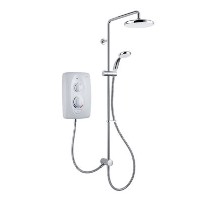 Mira Sprint Dual Matt White Chrome Effect Electric Shower, 9.5Kw