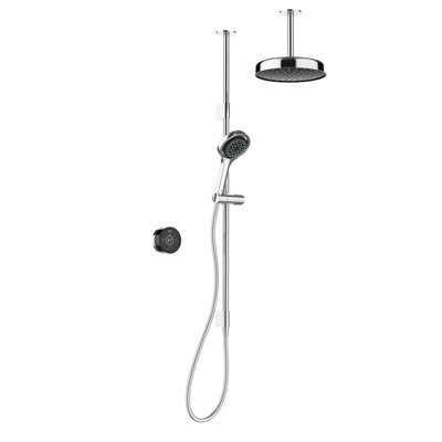 Mira Platinum Concealed Valve Gravity-Pumped Ceiling Fed Smart Dual Pumped Mixer 4-Spray Pattern Shower & Wall-Fixed Head
