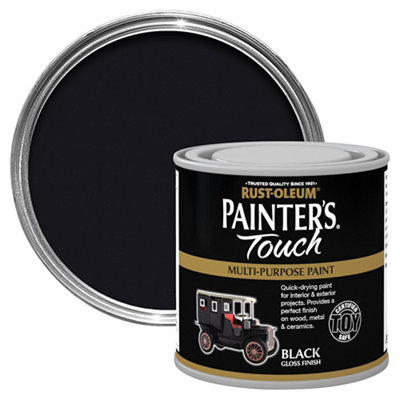Rust-Oleum Painter's Touch Black Gloss Multi-Surface Paint, 250Ml