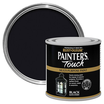 Rust-Oleum Painter's Touch Black Satinwood Multi-Surface Paint, 250Ml