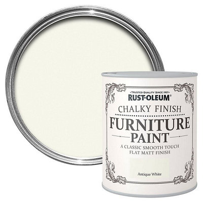 Rust-Oleum Antique White Chalky Effect Matt Furniture Paint, 125Ml