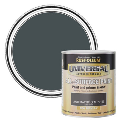 Rust-Oleum Universal Anthracite Satin Multi-Surface Topcoat Paint, 750Ml Tin