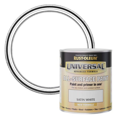 Rust-Oleum Universal White Satin Multi-Surface Topcoat Paint, 750Ml Tin