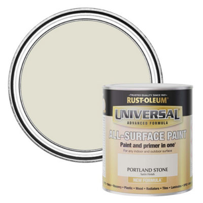 Rust-Oleum Universal Portland Stone Satin Multi-Surface Topcoat Paint, 750Ml Tin