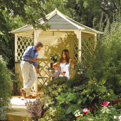 Rowlinson Gainsborough Natural Hexagonal Gazebo, (W)3M (D)2.6M - Assembly Required