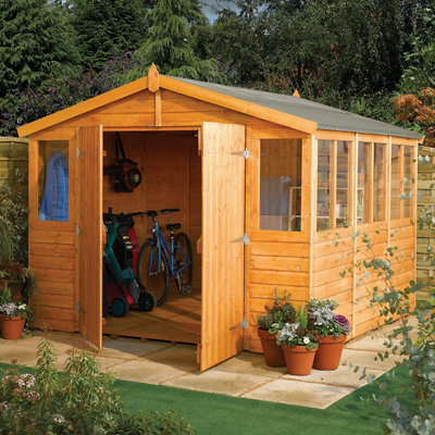 Rowlinson Sheds 6X9 Ft With Double Door & 6 Windows Apex Wooden Workshop