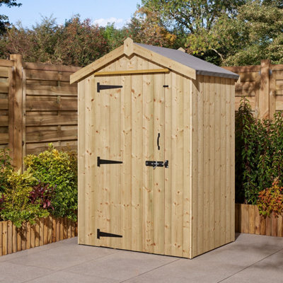 Rowlinson Tongue & Groove 4X3 Ft Apex Wooden Pressure Treated Shed With Floor (Windowless)