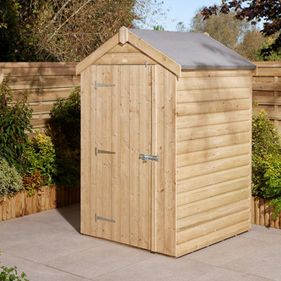 Rowlinson Shiplap 4X4 Ft Apex Wooden Pressure Treated Shed With Floor (Windowless)