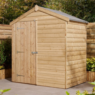 Rowlinson Shiplap 6X4 Ft Apex Wooden Pressure Treated Shed With Floor (Windowless)