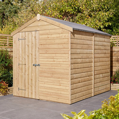 Rowlinson Shiplap 8X6 Ft Apex Wooden Pressure Treated Shed With Floor (Windowless)