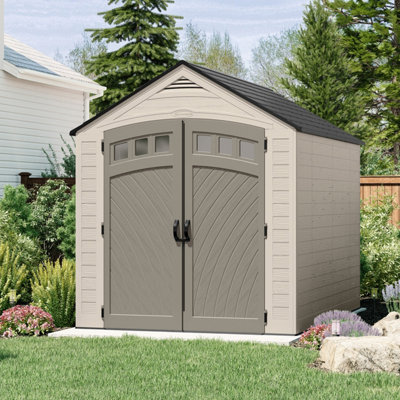 Suncast Vista 7X10 Ft Apex Grey Resin 2 Door Shed With Floor (Windowless)