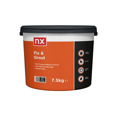 Nx Dual Purpose Fix & Grout Ready Mixed Brilliant White Wall Tile Adhesive & Grout, 7.5Kg