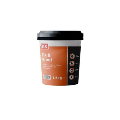 Nx Dual Purpose Fix & Grout Ready Mixed Brilliant White Wall Tile Adhesive & Grout, 1.5Kg