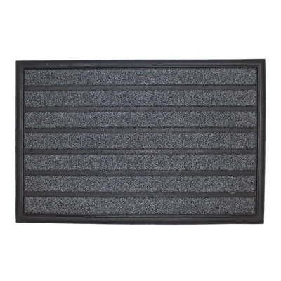 Primeur Rome Grey Stripe Heavy Duty Scraper Mat, 60Cm X 40Cm