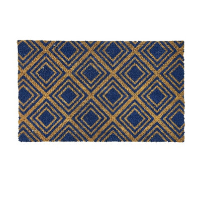 Primeur Mighty Mats® Natural & Blue Geo Door Mat, 45Cm X 75Cm
