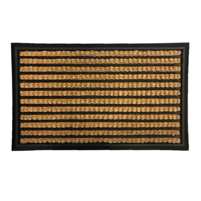 Primeur Mighty Mats® Natural & Black Boucle Striped Door Mat, 70Cm X 40Cm