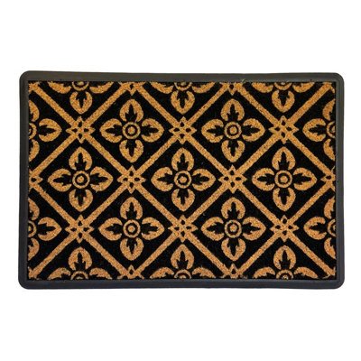 Primeur Natural & Black Geometric Door Mat, 60Cm X 40Cm