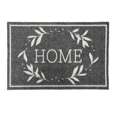 Primeur Grey & White Wreath Door Mat, 75Cm X 50Cm