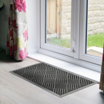 Primeur Black Geometric Rectangular Door Mat, 45Cm X 75Cm