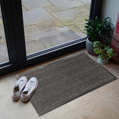 Primeur Grey Striped Rectangular Door Mat, 45Cm X 75Cm