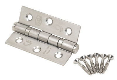 Smith & Locke Satin Grade 7 Ball Bearing Fire Door Hinge, Pack Of 2