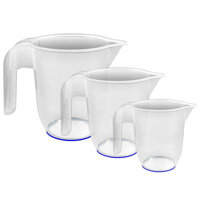 B&Q Sure Grip Clear Polypropylene Plastic Measuring Jug, Set Of 3