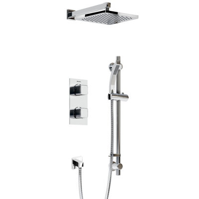 Bristan Noctis Chrome Effect Recessed Thermostatic Mixer Shower With 2 Heads & 1500M Hose Length