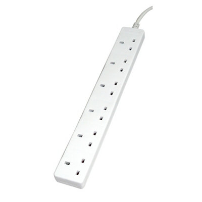 Masterplug Bsg1-Bd 6 Socket 13A White Extension Lead, 1M