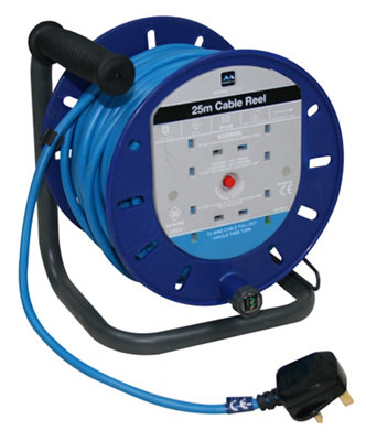 Masterplug 4 Socket Blue Cable Reel, 25M