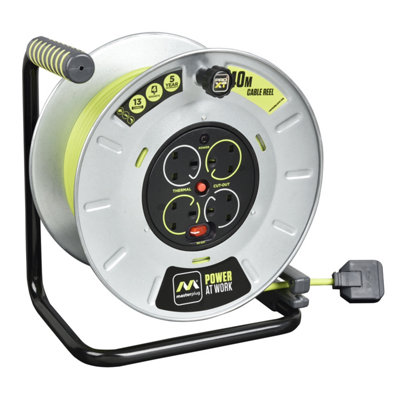 Masterplug 4 Socket Grey & Green Indoor & Outdoor Cable Reel, 40M