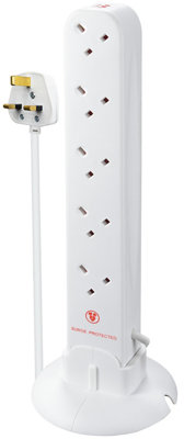 Masterplug Srgtow10210-Bd 10 Socket 13A Surge Protected White Extension Lead, 2M