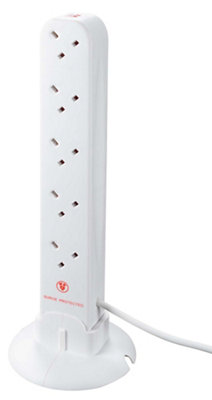 Masterplug Surge White 13A 10 Socket Extension Lead With Usb, 1M