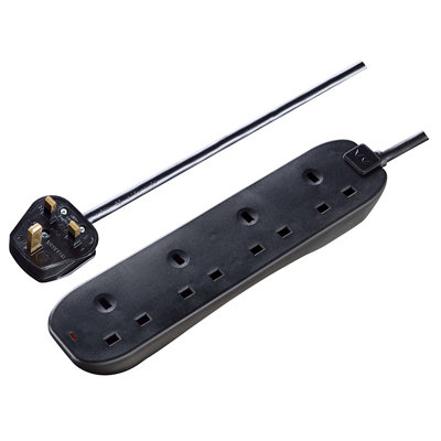 Masterplug Bfn210nb-Bd 4 Socket 13A Black Extension Lead, 2M