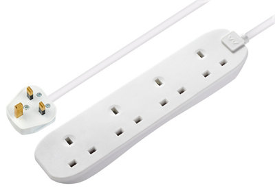 Masterplug Bfg8n-Bd 4 Socket 13A White Extension Lead, 8M