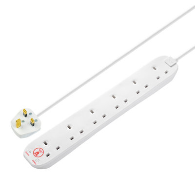 Masterplug Srg64n-Bd 6 Socket 13A Surge Protected White Extension Lead, 4M