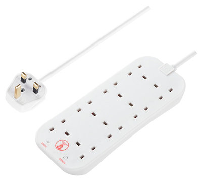Masterplug Srg82n-Bd 8 Socket 13A Surge Protected White Extension Lead, 2M