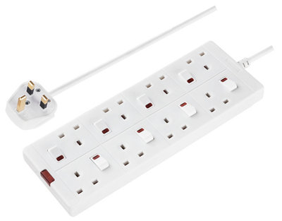 Masterplug Swn82-Bd 8 Socket 13A Switched White Extension Lead, 2M