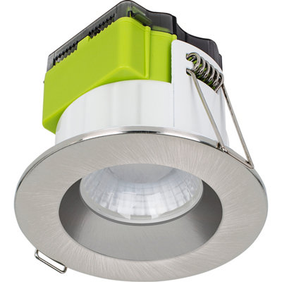 Luceco Ftype Mk2 Brushed Steel Effect Fixed Led Fire-Rated Warm White Downlight 6W Ip65