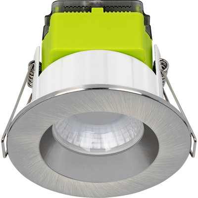 Luceco Ftype Mk2 Brushed Steel Effect Fixed Led Fire-Rated Cool & Warm Downlight 6W Ip65