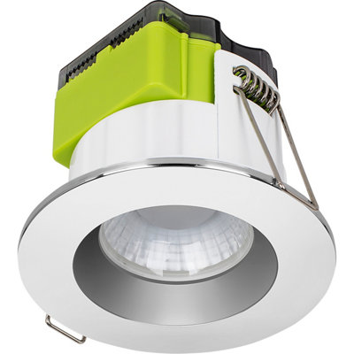 Luceco Ftype Mk2 Polished Chrome Effect Fixed Led Fire-Rated Warm White Downlight 6W Ip65
