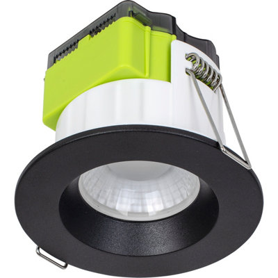 Luceco Ftype Mk2 Matt Black Fixed Led Fire-Rated Warm White Downlight 6W Ip65