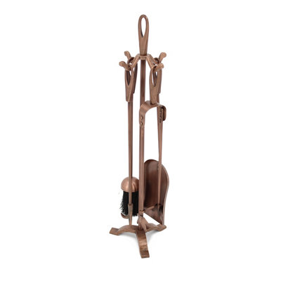 Slemcka Antique Copper Effect Metal 5 Piece Companion Set