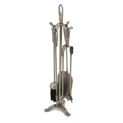 Slemcka Pewter Effect Metal 5 Piece Companion Set