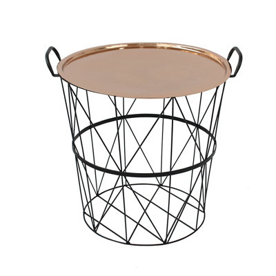 Slemcka Contemporary Antique Copper Effect Steel Log Basket (H)360Mm (D)400Mm