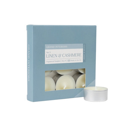 Wax Lyrical Linen & Cashmere Small Tea Lights, Pack Of 9