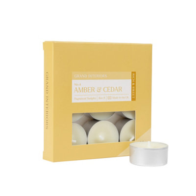 Wax Lyrical Amber & Cedar Small Tea Lights, Pack Of 9
