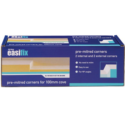 Artex Easifix Classic C-Shaped Paper Faced Plaster External Coving Corner (L)340Mm (W)95Mm, Pack Of 4